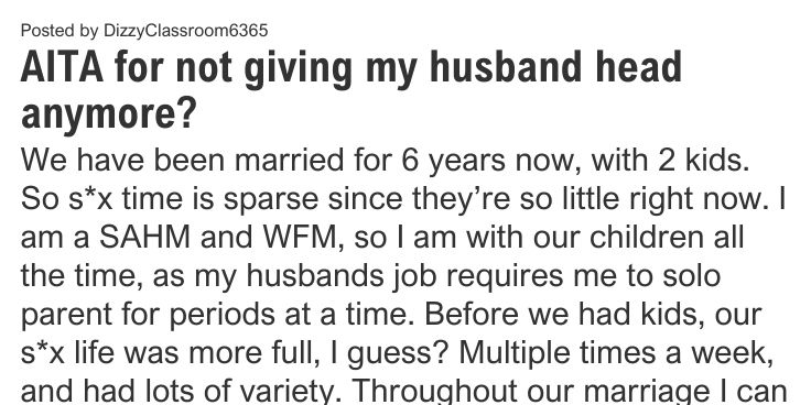 AITA for not giving my husband head anymore?